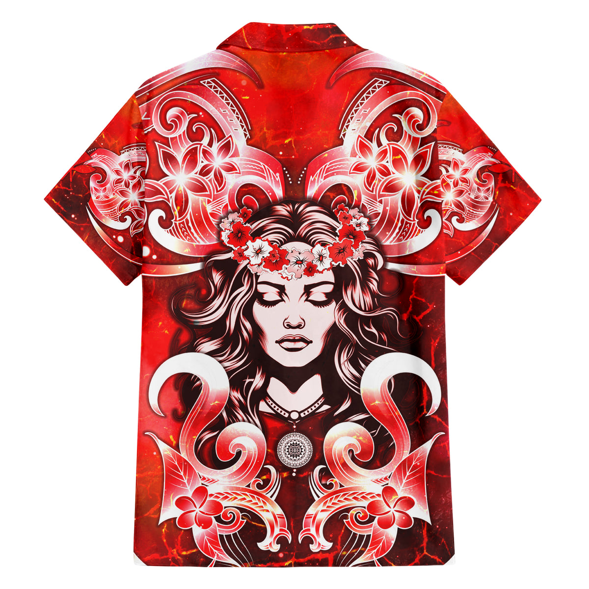 Hawaii Goddess Of Fire Madame Pele Family Matching Short Sleeve Bodycon Dress and Hawaiian Shirt Polynesian Style LT05 - Polynesian Pride
