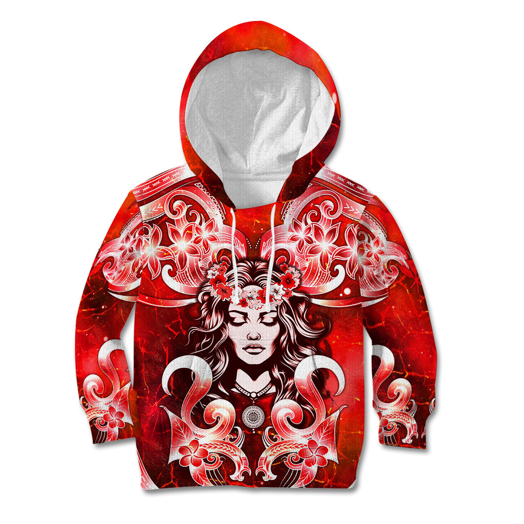 Hawaii Goddess Of Fire Madame Pele Kid Hoodie Polynesian Style LT05 Hoodie Red - Polynesian Pride