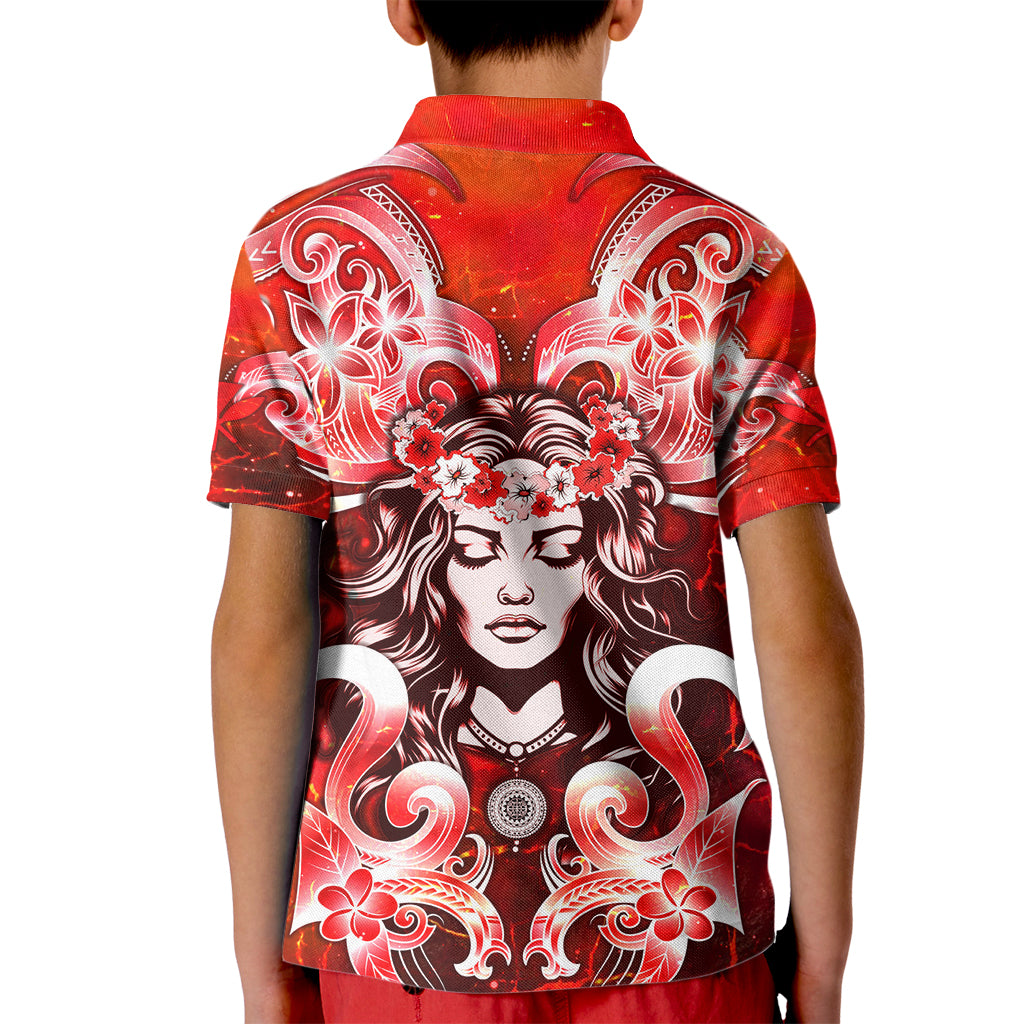 Hawaii Goddess Of Fire Madame Pele Kid Polo Shirt Polynesian Style LT05 - Polynesian Pride