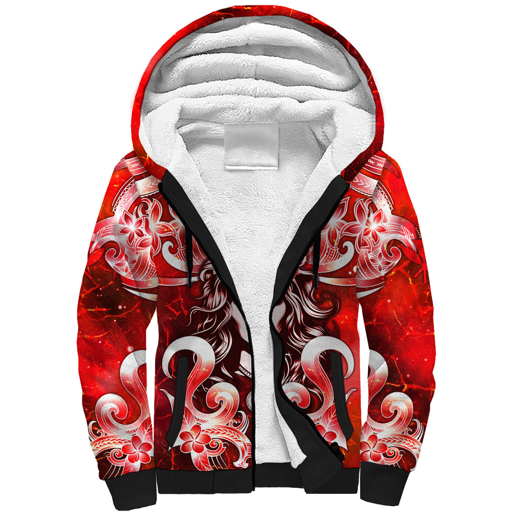 Hawaii Goddess Of Fire Madame Pele Sherpa Hoodie Polynesian Style LT05 Unisex Red - Polynesian Pride