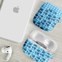 Blue Palaka Hawaii AirPods Case Hawaiian Lehua Blossoms