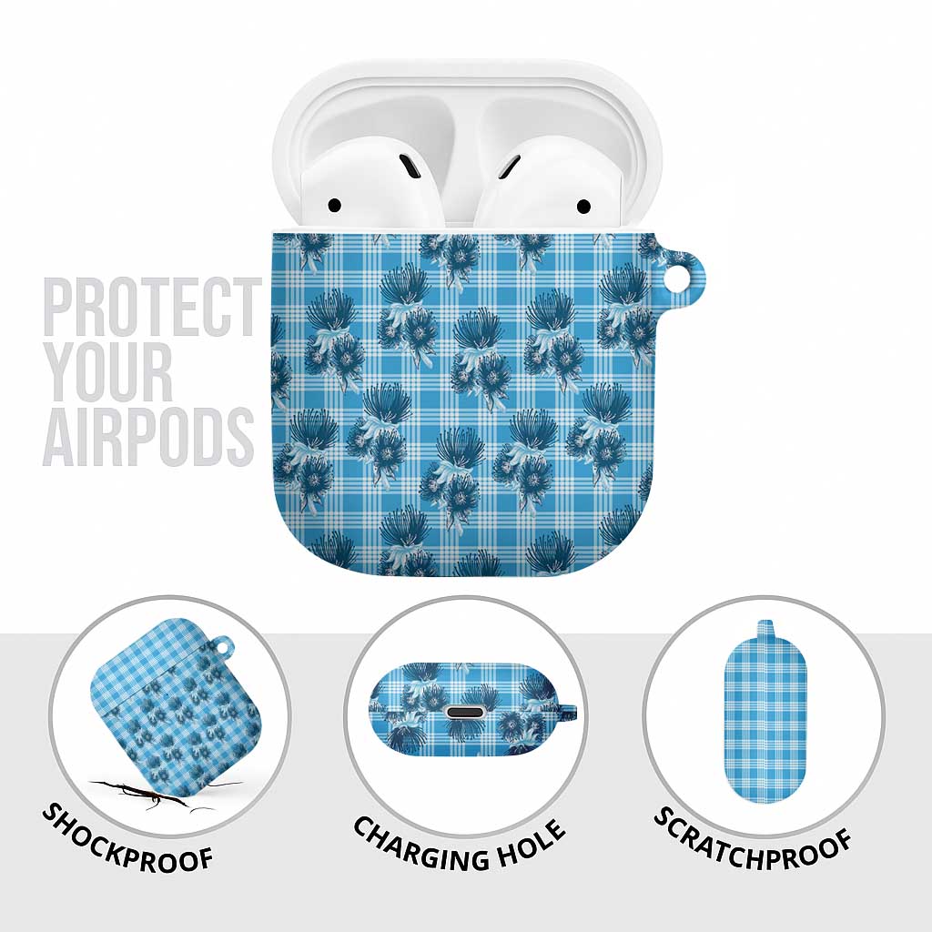 Blue Palaka Hawaii AirPods Case Hawaiian Lehua Blossoms