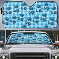 Blue Palaka Hawaii Auto Sun Shade Hawaiian Lehua Blossoms