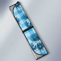 Blue Palaka Hawaii Auto Sun Shade Hawaiian Lehua Blossoms