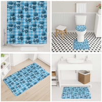 Blue Palaka Hawaii Bathroom Set Hawaiian Lehua Blossoms