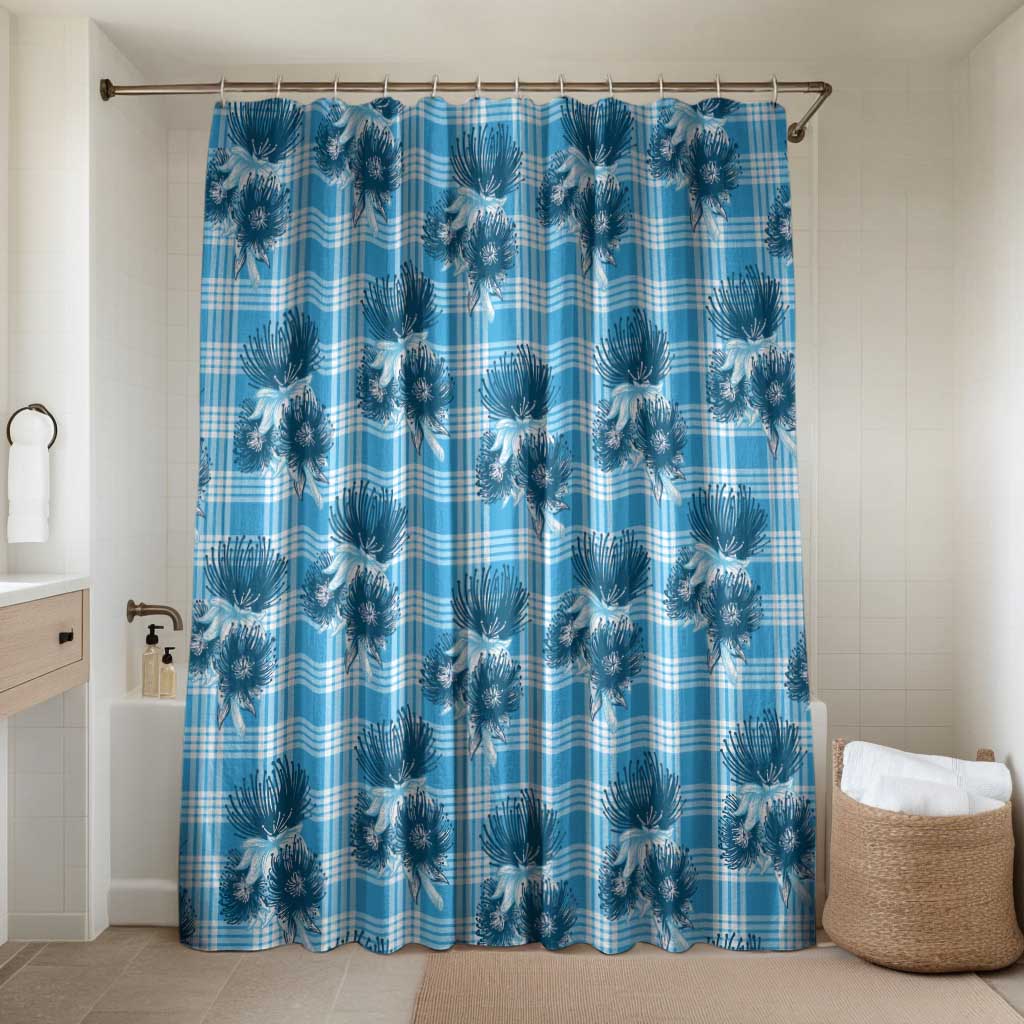 Blue Palaka Hawaii Bathroom Set Hawaiian Lehua Blossoms