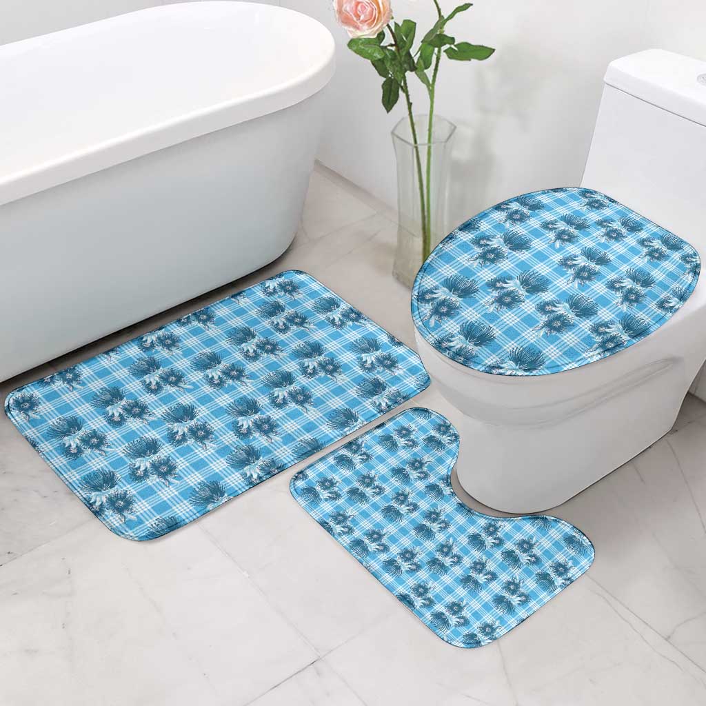 Blue Palaka Hawaii Bathroom Set Hawaiian Lehua Blossoms