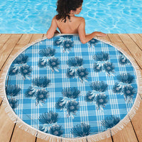 Blue Palaka Hawaii Beach Blanket Hawaiian Lehua Blossoms