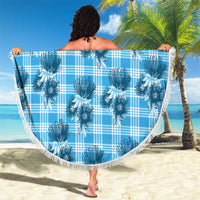 Blue Palaka Hawaii Beach Blanket Hawaiian Lehua Blossoms