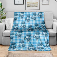 Blue Palaka Hawaii Blanket Hawaiian Lehua Blossoms