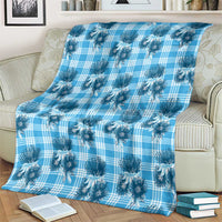 Blue Palaka Hawaii Blanket Hawaiian Lehua Blossoms