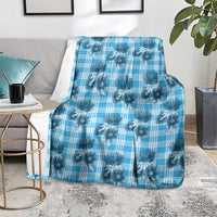 Blue Palaka Hawaii Blanket Hawaiian Lehua Blossoms