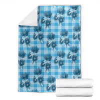 Blue Palaka Hawaii Blanket Hawaiian Lehua Blossoms