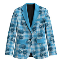 Blue Palaka Hawaii Blazer Hawaiian Lehua Blossoms