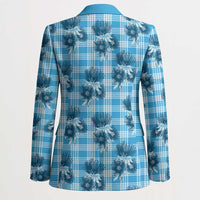 Blue Palaka Hawaii Blazer Hawaiian Lehua Blossoms