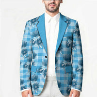 Blue Palaka Hawaii Blazer Hawaiian Lehua Blossoms