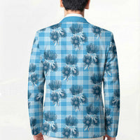 Blue Palaka Hawaii Blazer Hawaiian Lehua Blossoms