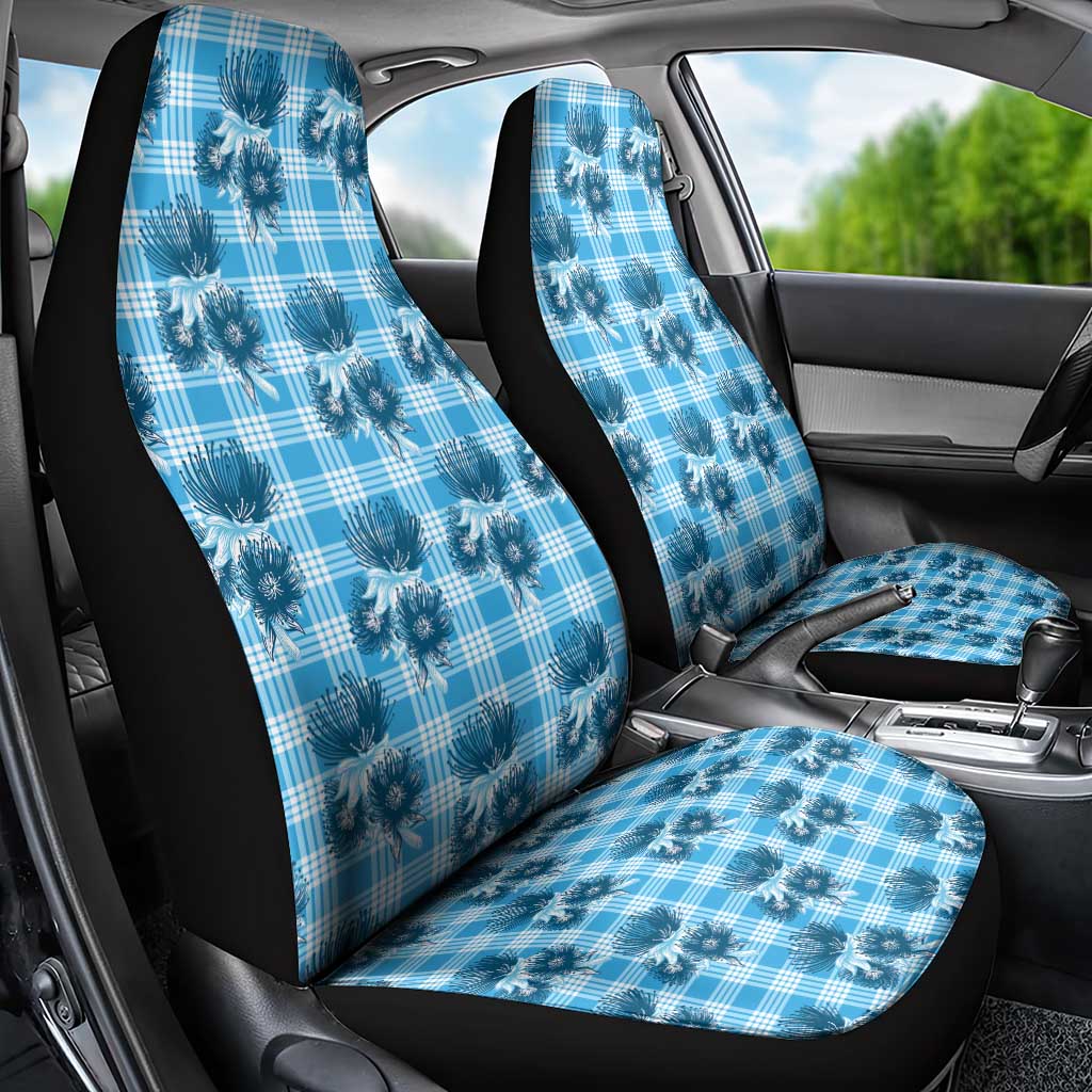 Blue Palaka Hawaii Car Seat Cover Hawaiian Lehua Blossoms