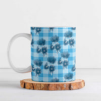 Blue Palaka Hawaii Ceramic Mug Hawaiian Lehua Blossoms