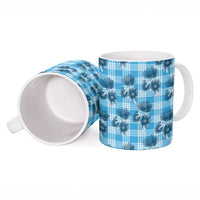 Blue Palaka Hawaii Ceramic Mug Hawaiian Lehua Blossoms