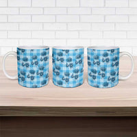Blue Palaka Hawaii Ceramic Mug Hawaiian Lehua Blossoms