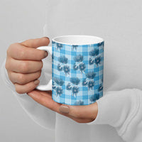Blue Palaka Hawaii Ceramic Mug Hawaiian Lehua Blossoms