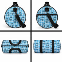 Blue Palaka Hawaii Duffle Bag Hawaiian Lehua Blossoms LT05 - Polynesian Pride