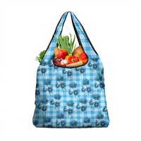 Blue Palaka Hawaii Grocery Bag Hawaiian Lehua Blossoms