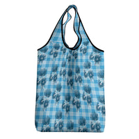 Blue Palaka Hawaii Grocery Bag Hawaiian Lehua Blossoms
