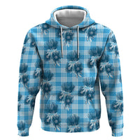 Blue Palaka Hawaii Hoodie Hawaiian Lehua Blossoms