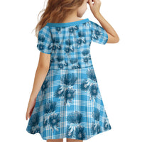 Blue Palaka Hawaii Kid Short Sleeve Dress Hawaiian Lehua Blossoms LT05 - Polynesian Pride