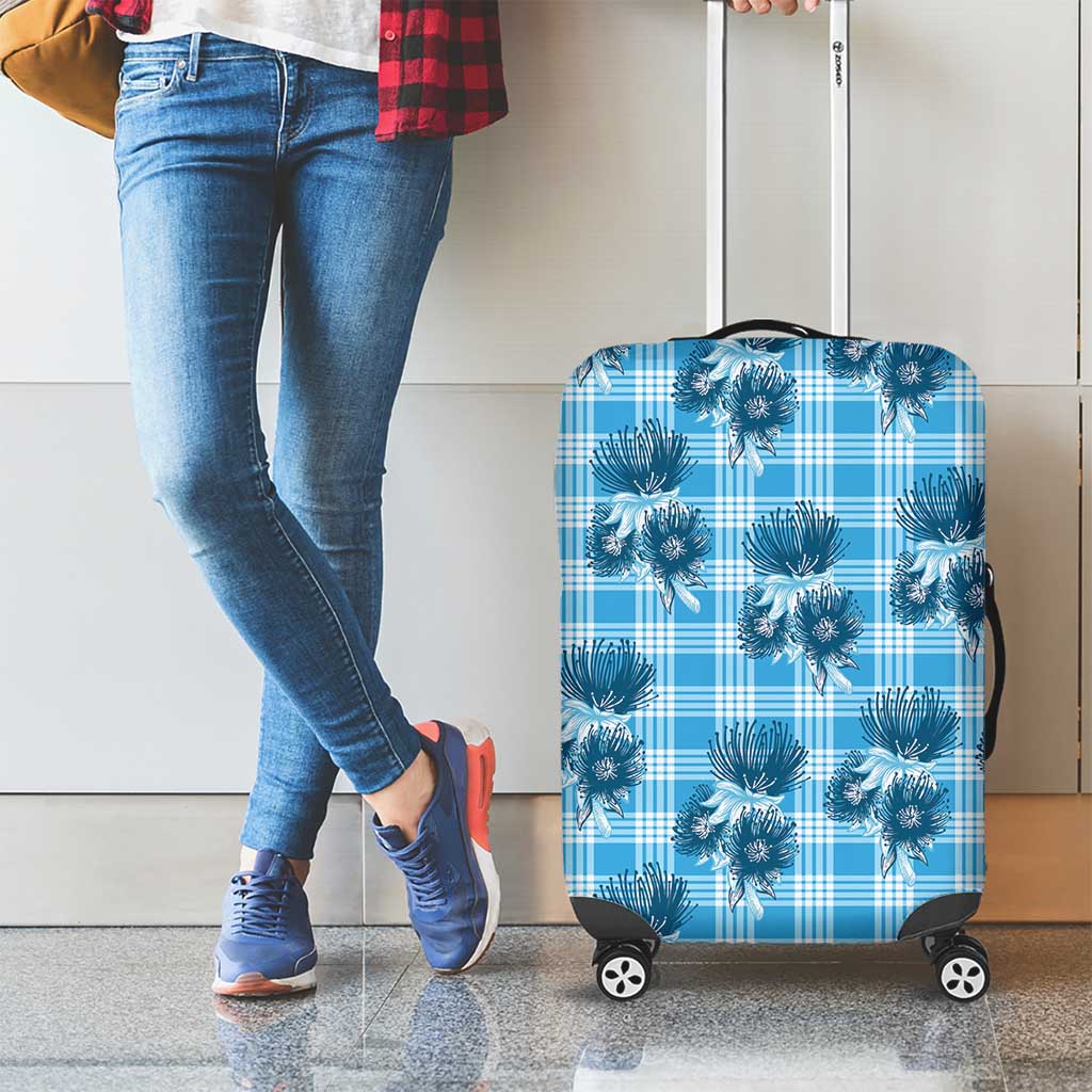 Blue Palaka Hawaii Luggage Cover Hawaiian Lehua Blossoms LT05 - Polynesian Pride