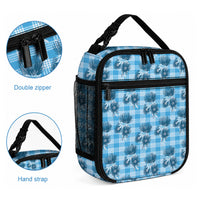 Blue Palaka Hawaii Lunch Bag Hawaiian Lehua Blossoms