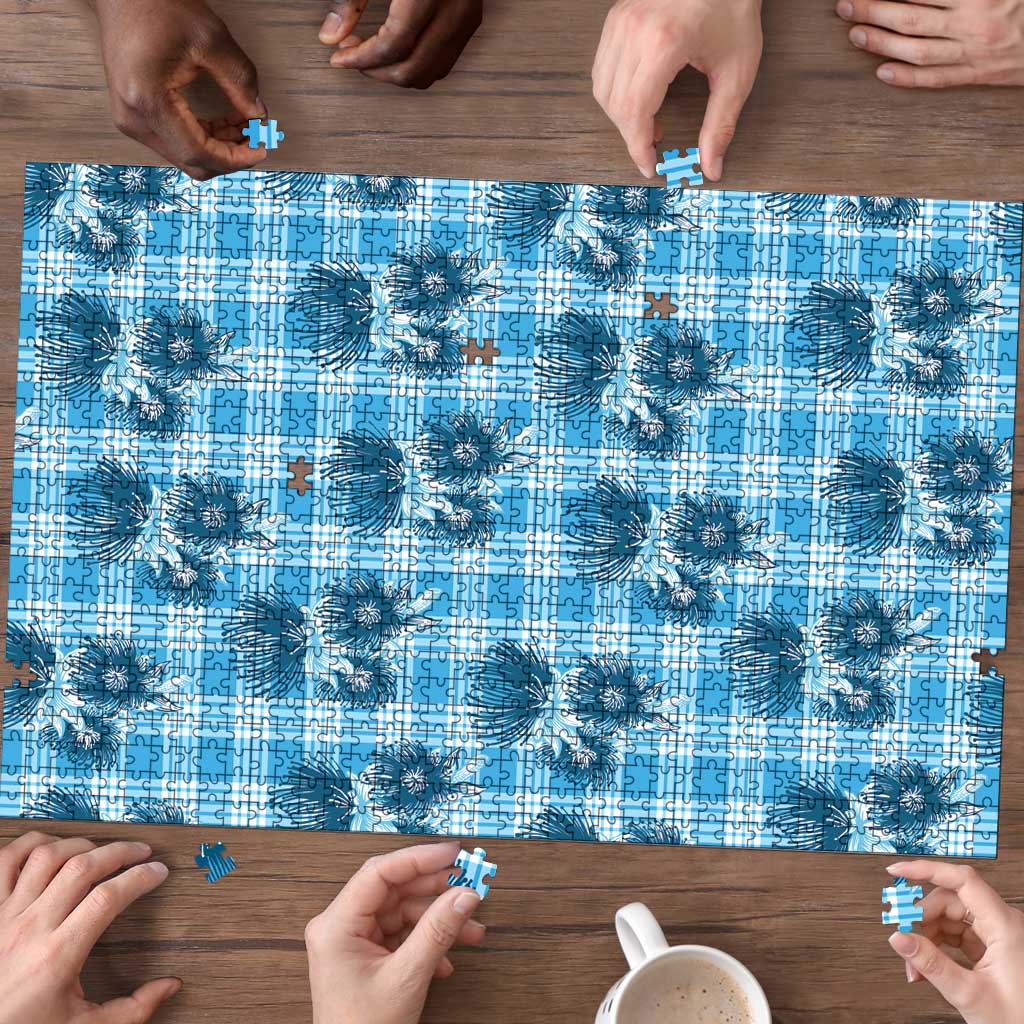 Blue Palaka Hawaii Puzzle Hawaiian Lehua Blossoms
