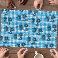 Blue Palaka Hawaii Puzzle Hawaiian Lehua Blossoms