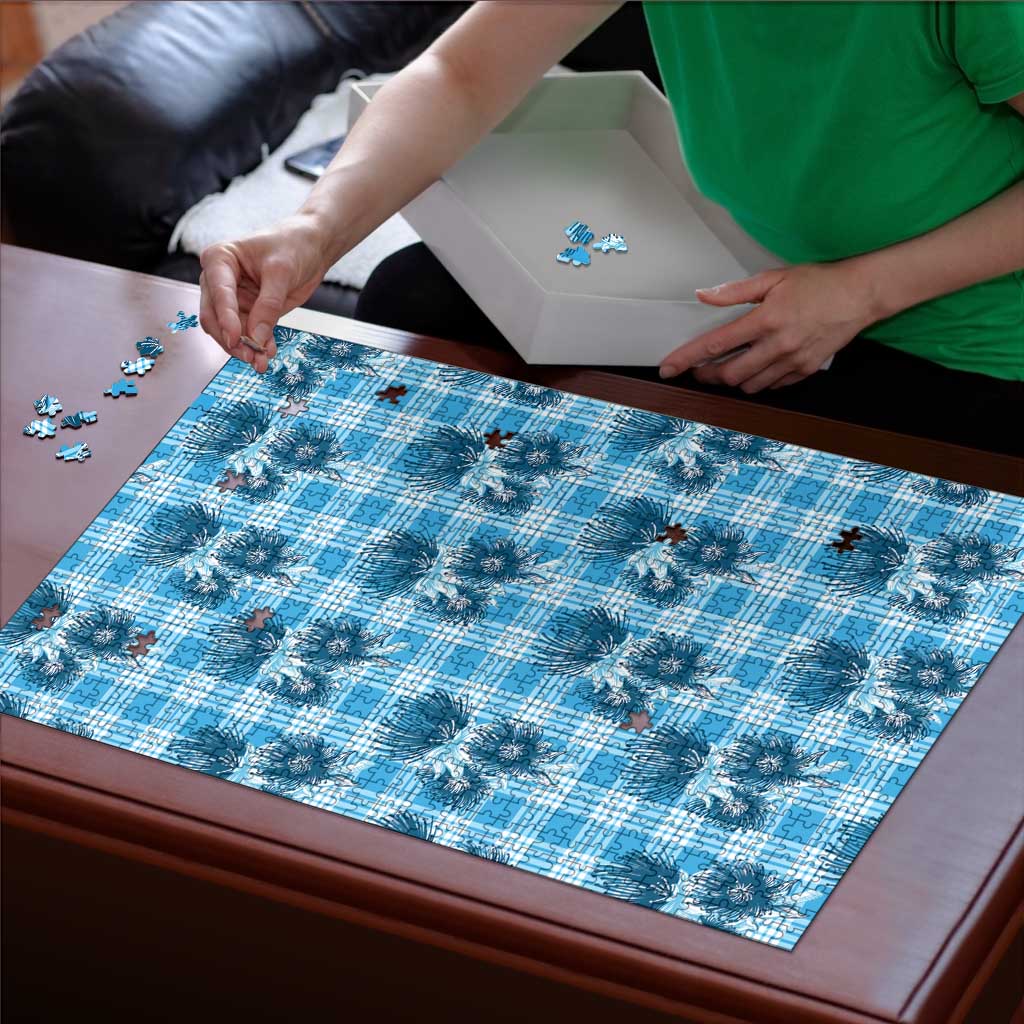Blue Palaka Hawaii Puzzle Hawaiian Lehua Blossoms