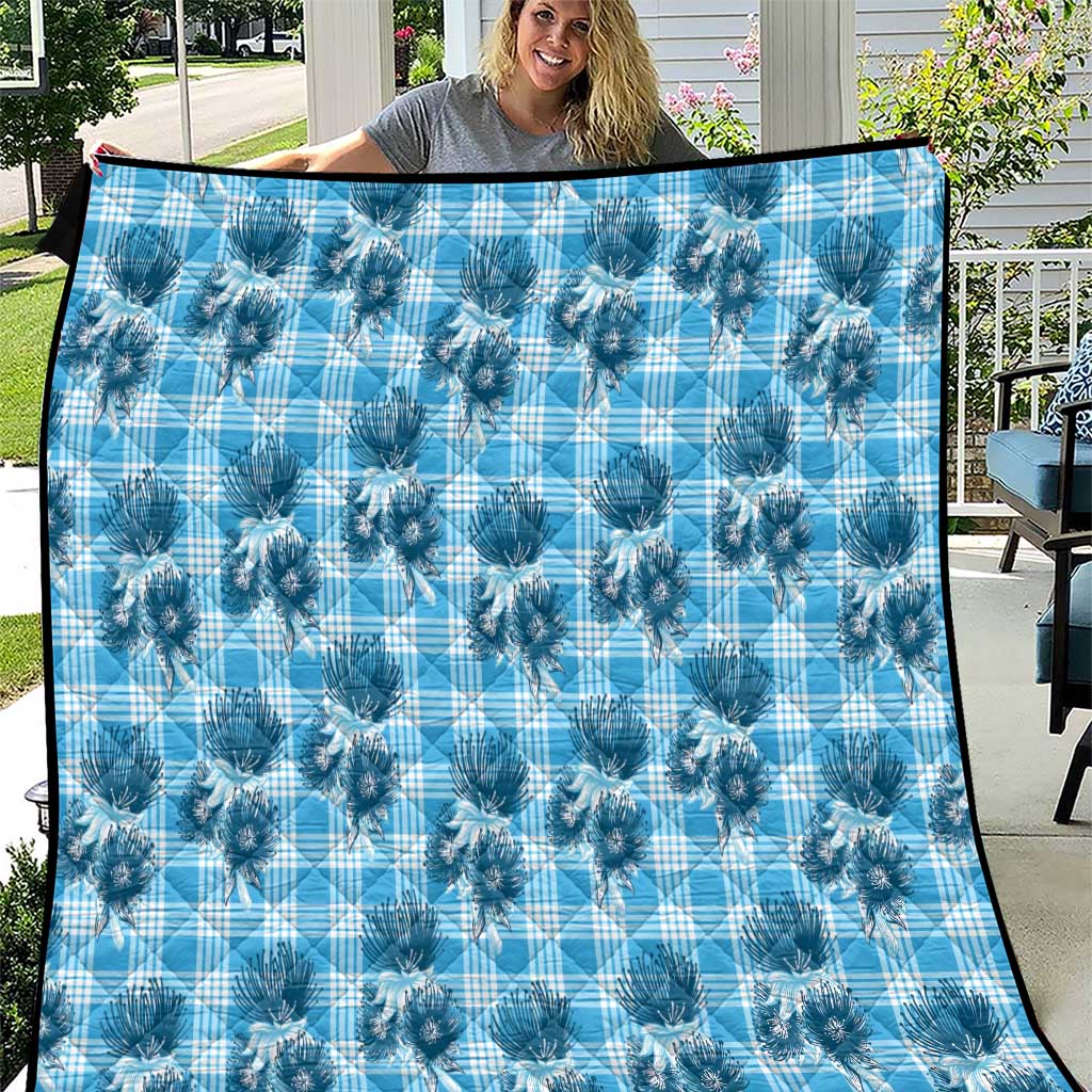 Blue Palaka Hawaii Quilt Hawaiian Lehua Blossoms