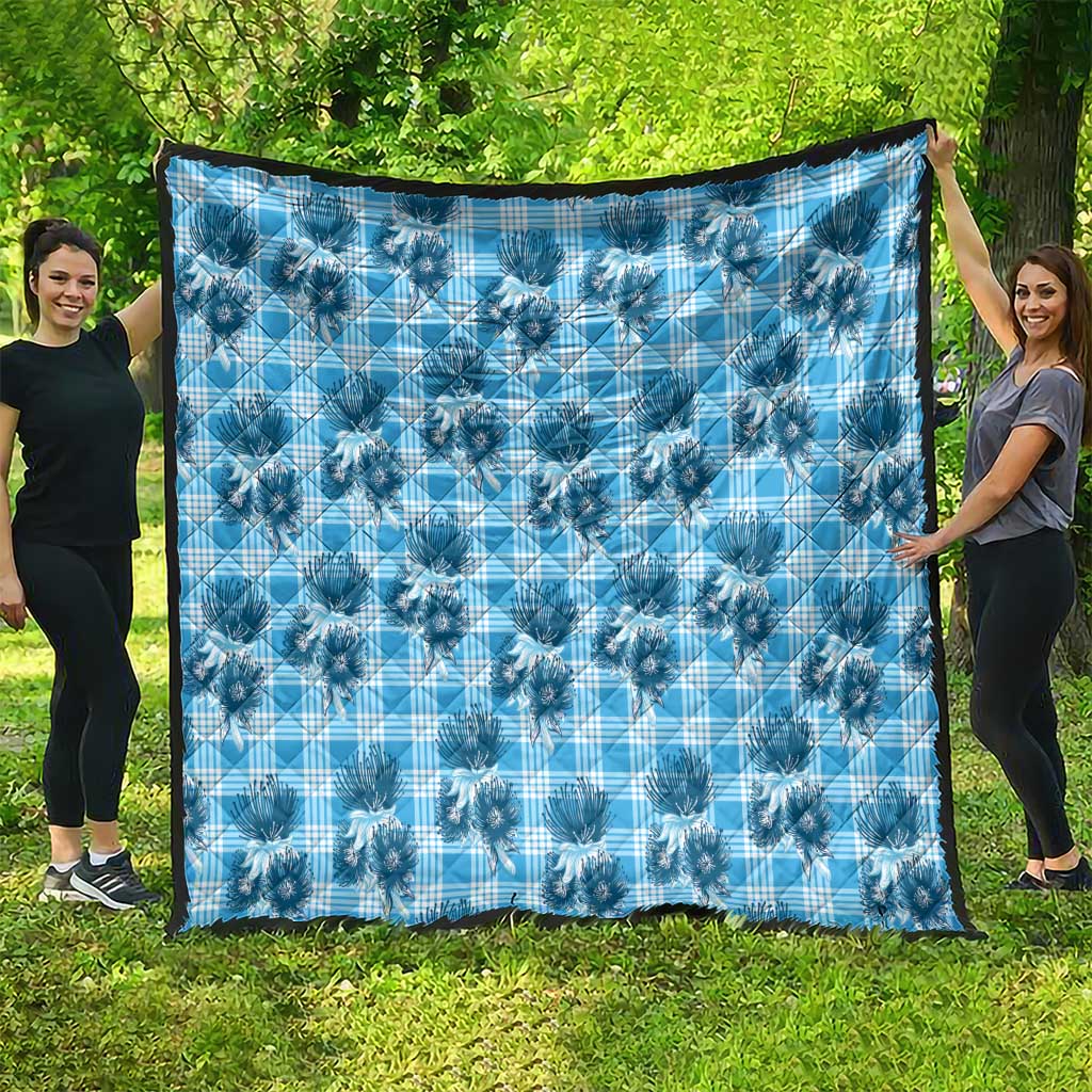 Blue Palaka Hawaii Quilt Hawaiian Lehua Blossoms