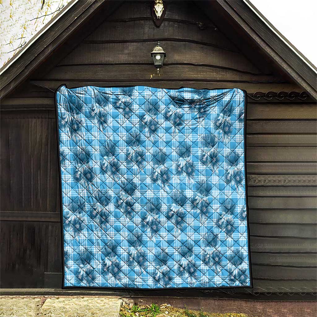 Blue Palaka Hawaii Quilt Hawaiian Lehua Blossoms