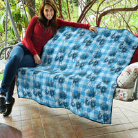 Blue Palaka Hawaii Quilt Hawaiian Lehua Blossoms