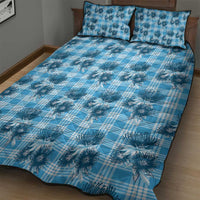 Blue Palaka Hawaii Quilt Bed Set Hawaiian Lehua Blossoms