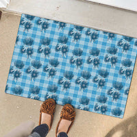 Blue Palaka Hawaii Rubber Doormat Hawaiian Lehua Blossoms