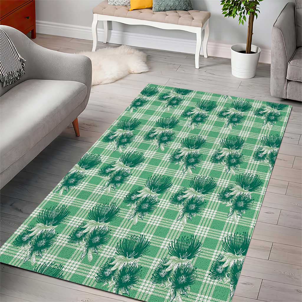 Green Palaka Hawaii Area Rug Hawaiian Lehua Blossoms