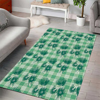 Green Palaka Hawaii Area Rug Hawaiian Lehua Blossoms