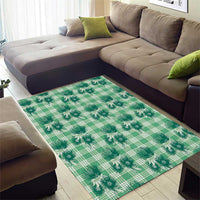 Green Palaka Hawaii Area Rug Hawaiian Lehua Blossoms