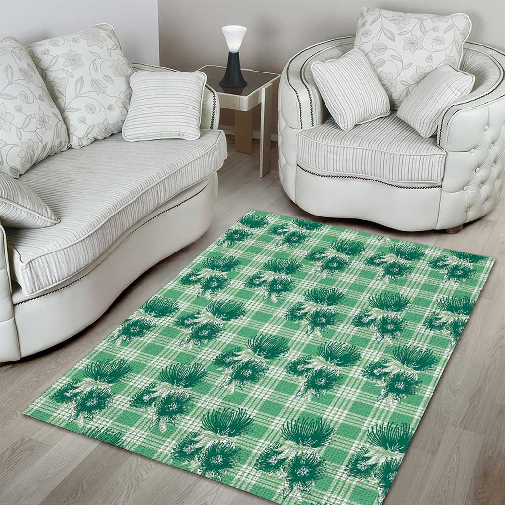 Green Palaka Hawaii Area Rug Hawaiian Lehua Blossoms