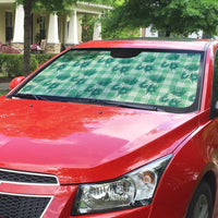 Green Palaka Hawaii Auto Sun Shade Hawaiian Lehua Blossoms