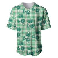 Green Palaka Hawaii Baseball Jersey Hawaiian Lehua Blossoms