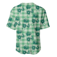 Green Palaka Hawaii Baseball Jersey Hawaiian Lehua Blossoms