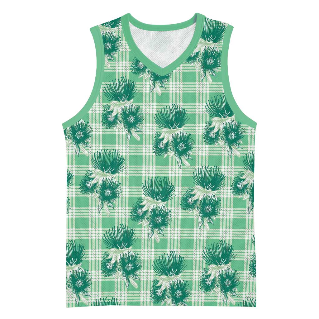 Green Palaka Hawaii Basketball Jersey Hawaiian Lehua Blossoms LT05 Unisex Green - Polynesian Pride
